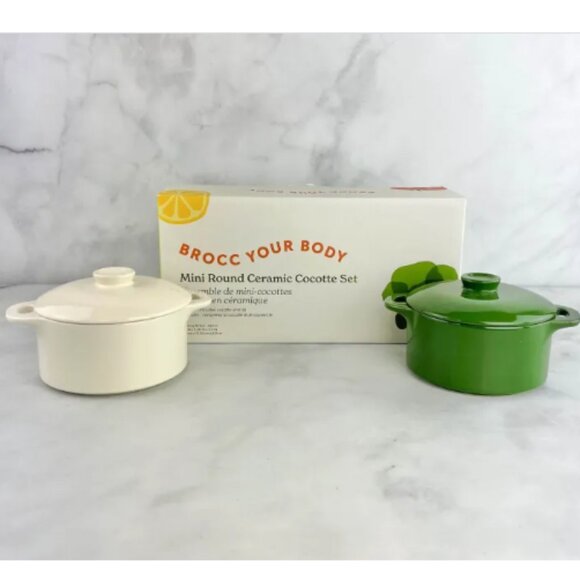 Brocc Your Body Mini Round Ceramic Cocotte Set NWT - Picture 2 of 7